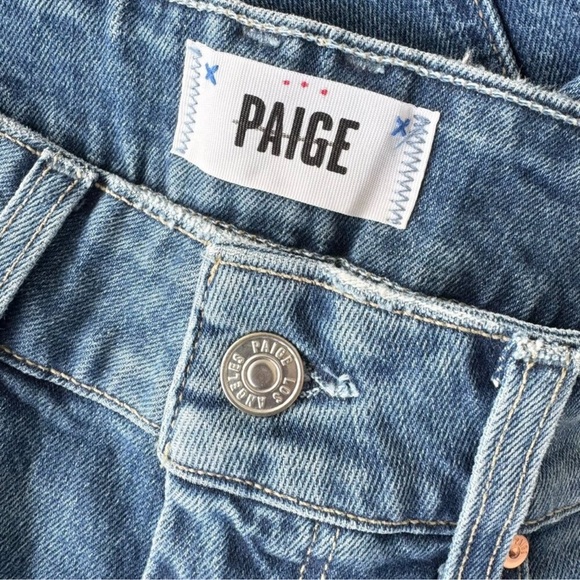 NWT Paige Sasha Wide-Leg Jeans Stefania Distressed Medium Wash 27 - Picture 7 of 11